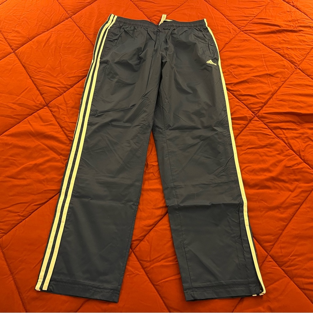 Adidas Nylon Athletic Track Wind Pants Navy Blue Size Large